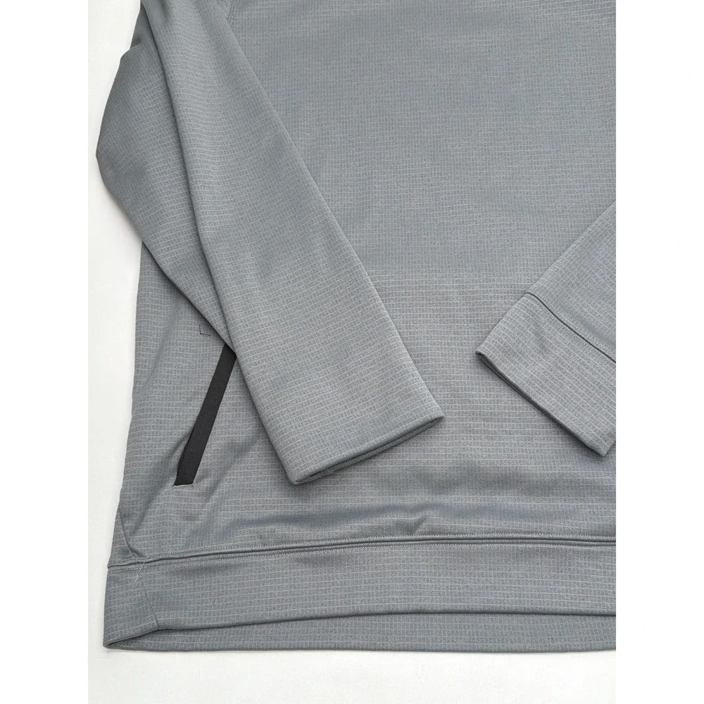 The North Face Mens Grey Grid Fleece Pullover Hoodie Size L Zippered Pockets